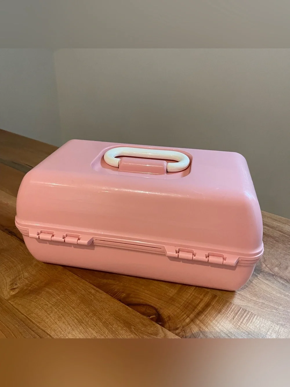 Vintage Caboodles 5626 Pink Makeup Storage Train Case Box USA Mirror Two Tier